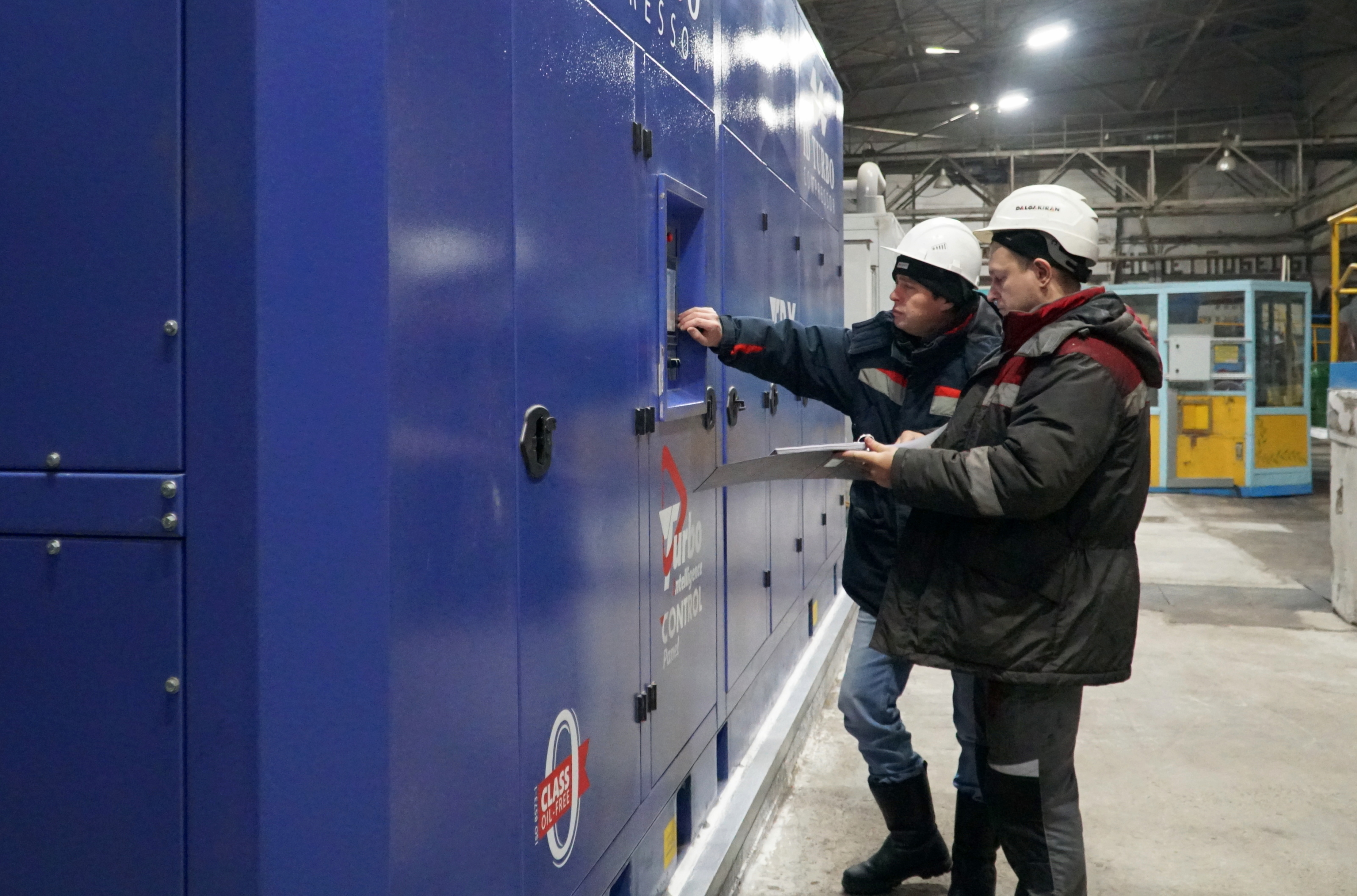 В цехе «Помол» Тимлюйского цементного завода запущен в работу новый компрессор